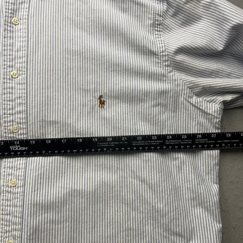 Ralph Lauren Mens XLT Tall Button Down Shirt Blue White Striped Oxford 1871